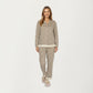 2-Piece Set Long Sleeve Button Front Top with Built-In Chest Pads and Relaxed Fit Pants Pajama Set