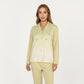 2-Piece Set Long Sleeve Button Front Top and Relaxed Fit Pants Pajama Set with Minimalist Floral Detail