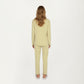 2-Piece Set Long Sleeve Button Front Top and Relaxed Fit Pants Pajama Set with Minimalist Floral Detail