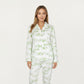 2-Piece Set Long Sleeve Button Front Top with Built-In Chest Pads and Relaxed Fit Pants Pajama Set with Brushstroke Print