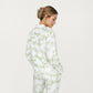 2-Piece Set Long Sleeve Button Front Top with Built-In Chest Pads and Relaxed Fit Pants Pajama Set with Brushstroke Print