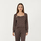 3-Piece Set Long Sleeve Padded Button Top, Camisole, and Relaxed Fit Pants Pajama Set with Soft Knit Fabric