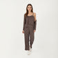 3-Piece Set Long Sleeve Padded Button Top, Camisole, and Relaxed Fit Pants Pajama Set with Soft Knit Fabric