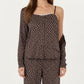 3-Piece Set Long Sleeve Padded Button Top, Camisole, and Relaxed Fit Pants Pajama Set with Soft Knit Fabric