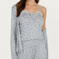 3-Piece Set Long Sleeve Padded Button Top, Camisole, and Relaxed Fit Pants Pajama Set with Soft Knit Fabric