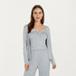 3-Piece Set Long Sleeve Padded Button Top, Camisole, and Relaxed Fit Pants Pajama Set with Soft Knit Fabric