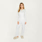 2-Piece Set Long Sleeve Button Front Top with Built-In Chest Pads and Relaxed Fit Pants Pajama Set in Soft Textured Fabric