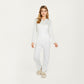 2-Piece Set Long Sleeve Button Front Top with Built-In Chest Pads and Relaxed Fit Pants Pajama Set in Soft Textured Fabric