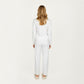2-Piece Set Long Sleeve Button Front Top with Built-In Chest Pads and Relaxed Fit Pants Pajama Set in Soft Textured Fabric