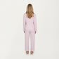 2-Piece Set Long Sleeve Button Front Top with Built-In Chest Pads and Relaxed Fit Pants Pajama Set in Soft Textured Fabric