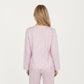 2-Piece Set Long Sleeve Button Front Top with Built-In Chest Pads and Relaxed Fit Pants Pajama Set in Soft Textured Fabric