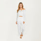 2-Piece Set Long Sleeve Button Front Top with Built-In Chest Pads and Relaxed Fit Pants Pajama Set in Soft Knit Fabric