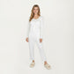 2-Piece Set Long Sleeve Button Front Top with Built-In Chest Pads and Relaxed Fit Pants Pajama Set in Soft Knit Fabric