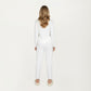 2-Piece Set Long Sleeve Button Front Top with Built-In Chest Pads and Relaxed Fit Pants Pajama Set in Soft Knit Fabric