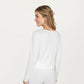 2-Piece Set Long Sleeve Button Front Top with Built-In Chest Pads and Relaxed Fit Pants Pajama Set in Soft Knit Fabric
