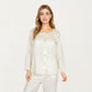 2-Piece Set Long Sleeve Button Front Top with Built-In Chest Pads and Relaxed Fit Pants Pajama Set with Floral Print