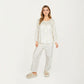 2-Piece Set Long Sleeve Button Front Top with Built-In Chest Pads and Relaxed Fit Pants Pajama Set with Floral Print