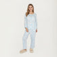 2-Piece Set Long Sleeve Button Front Top with Built-In Chest Pads and Relaxed Fit Pants Pajama Set with Floral Print