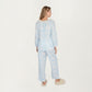 2-Piece Set Long Sleeve Button Front Top with Built-In Chest Pads and Relaxed Fit Pants Pajama Set with Floral Print