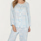 2-Piece Set Long Sleeve Button Front Top with Built-In Chest Pads and Relaxed Fit Pants Pajama Set with Floral Print