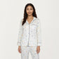 2-Piece Set Long Sleeve Button Front Top and Relaxed Fit Pants Pajama Set with Heart Print