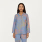 2-Piece Set Long Sleeve Button Front Top and Relaxed Fit Pants Pajama Set with Abstract Print