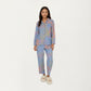 2-Piece Set Long Sleeve Button Front Top and Relaxed Fit Pants Pajama Set with Abstract Print
