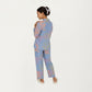 2-Piece Set Long Sleeve Button Front Top and Relaxed Fit Pants Pajama Set with Abstract Print