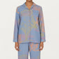 2-Piece Set Long Sleeve Button Front Top and Relaxed Fit Pants Pajama Set with Abstract Print