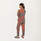 2-Piece Set Long Sleeve Button Front Top and Relaxed Fit Pants Pajama Set with Abstract Print