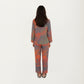 2-Piece Set Long Sleeve Button Front Top and Relaxed Fit Pants Pajama Set with Abstract Print