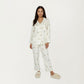 2-Piece Set Long Sleeve Button Front Top and Relaxed Fit Pants Pajama Set with Dog Print