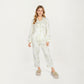 2-Piece Set Long Sleeve Button Front Top and Relaxed Fit Pants Pajama Set with Botanical Print