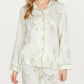 2-Piece Set Long Sleeve Button Front Top and Relaxed Fit Pants Pajama Set with Botanical Print