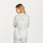 2-Piece Set Long Sleeve Button Front Top and Relaxed Fit Pants Pajama Set with Pastel Print