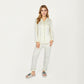 2-Piece Set Long Sleeve Button Front Top and Matching Relaxed Fit Pants Pajama Set with Contrast Piping