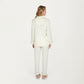 2-Piece Set Long Sleeve Button Front Top and Matching Relaxed Fit Pants Pajama Set with Contrast Piping