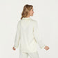 2-Piece Set Long Sleeve Button Front Top and Matching Relaxed Fit Pants Pajama Set with Contrast Piping