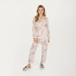 2-Piece Set Long Sleeve Button Front Pajama Top with Matching Relaxed Fit Pants Floral Print Sleepwear