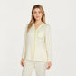 2-Piece Set Long Sleeve Button Front Pajama Top with Lace Trim Collar and Relaxed Fit Pants