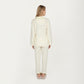 2-Piece Set Long Sleeve Button Front Pajama Top with Lace Trim Collar and Relaxed Fit Pants