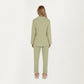 2-Piece Set Long Sleeve Button Front Pajama Top with Lace Trim Collar and Relaxed Fit Pants