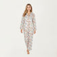 2-Piece Set Floral Print Button-Up Long Sleeve Pajama Top and Matching Pants