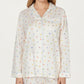 2-Piece Set Polka Dot Print Button-Up Long Sleeve Pajama Top and Matching Pants