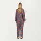 2-Piece Set Teddy Bear Print Button-Up Long Sleeve Pajama Top and Relaxed Fit Pants