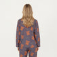 2-Piece Set Teddy Bear Print Button-Up Long Sleeve Pajama Top and Relaxed Fit Pants