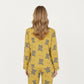 2-Piece Set Teddy Bear Print Button-Up Long Sleeve Pajama Top and Relaxed Fit Pants