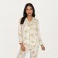 2-Piece Set Button-Up Floral Print Long Sleeve Sleep Shirt with Matching Relaxed Fit Pants