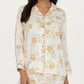 2-Piece Set Button-Up Floral Print Long Sleeve Sleep Shirt with Matching Relaxed Fit Pants