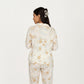 2-Piece Set Button-Up Floral Print Long Sleeve Sleep Shirt with Matching Relaxed Fit Pants